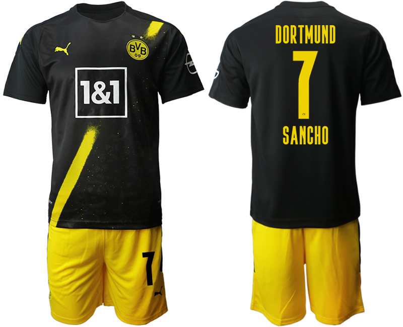 Men 2020-2021 club Borussia Dortmund away #7 black Soccer Jerseys->borussia dortmund jersey->Soccer Club Jersey